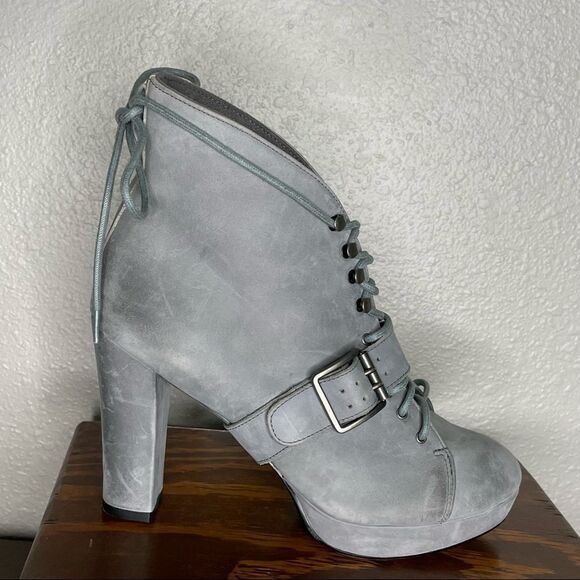 Seychelles Women's Gray Under Construction Lace Up Ankle Boot Size 6.5 - Picture 4 of 14
